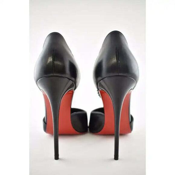 Christian Louboutin Spike Cross 100 Black PVC Silver Criss Strap Heel Pump 35.5 - Picture 11 of 12